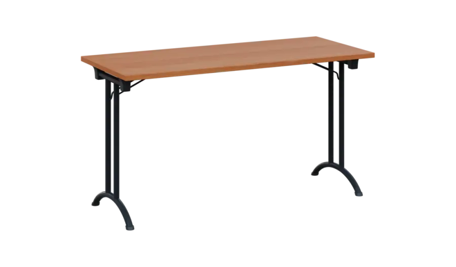 SLA 140 lak skládací jednací stůl 1394x600, deska 25 mm, podnož černý lak, deska olše jantar